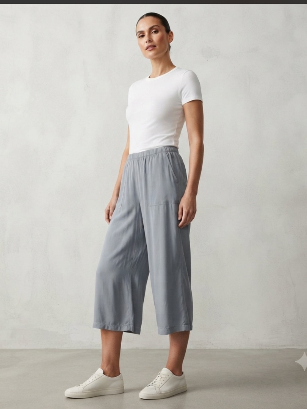 Jams World Gray Pull On Crop Pants Women's Large Relaxed Beach Coastal